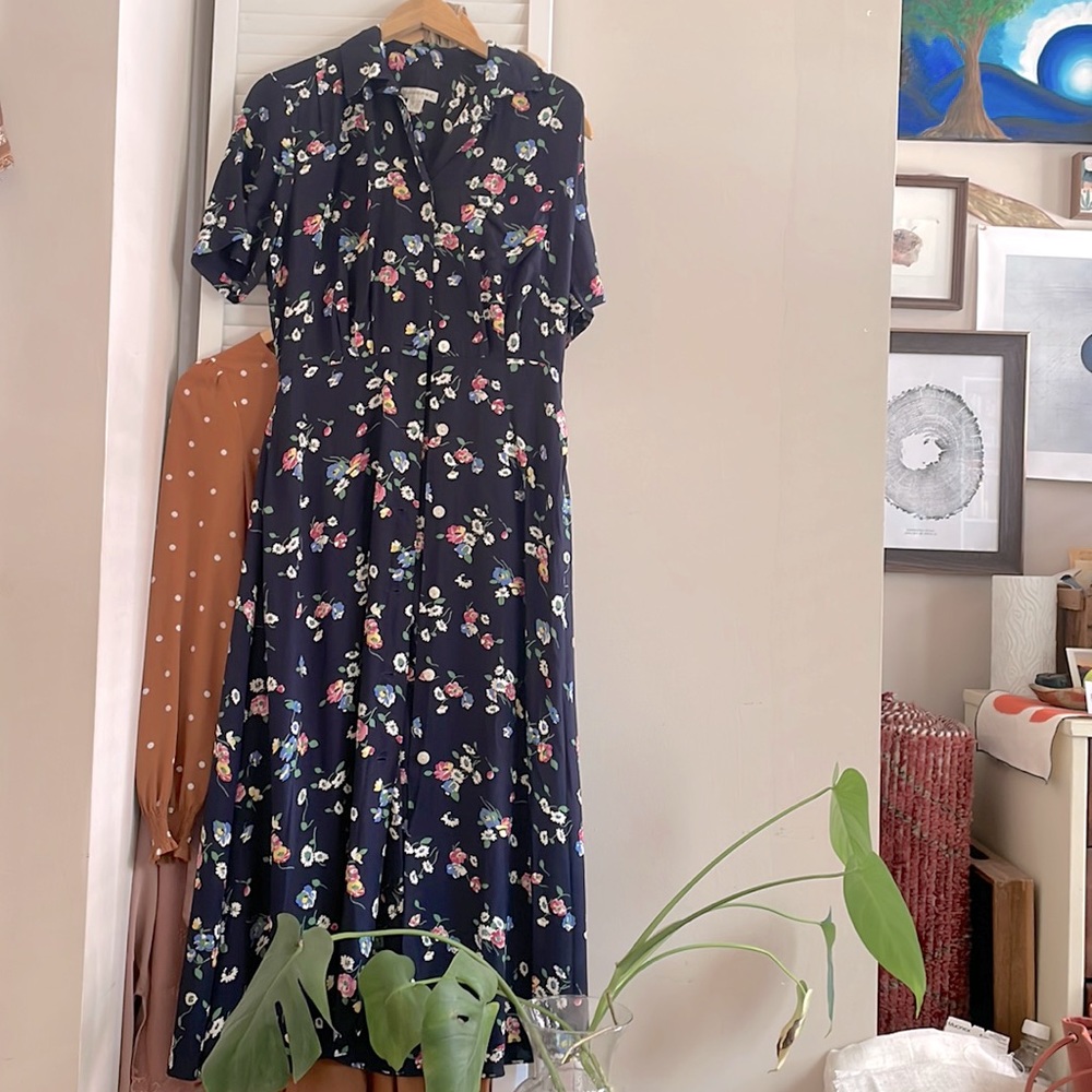 Vintage Banana Republic Navy Floral Maxi Dress